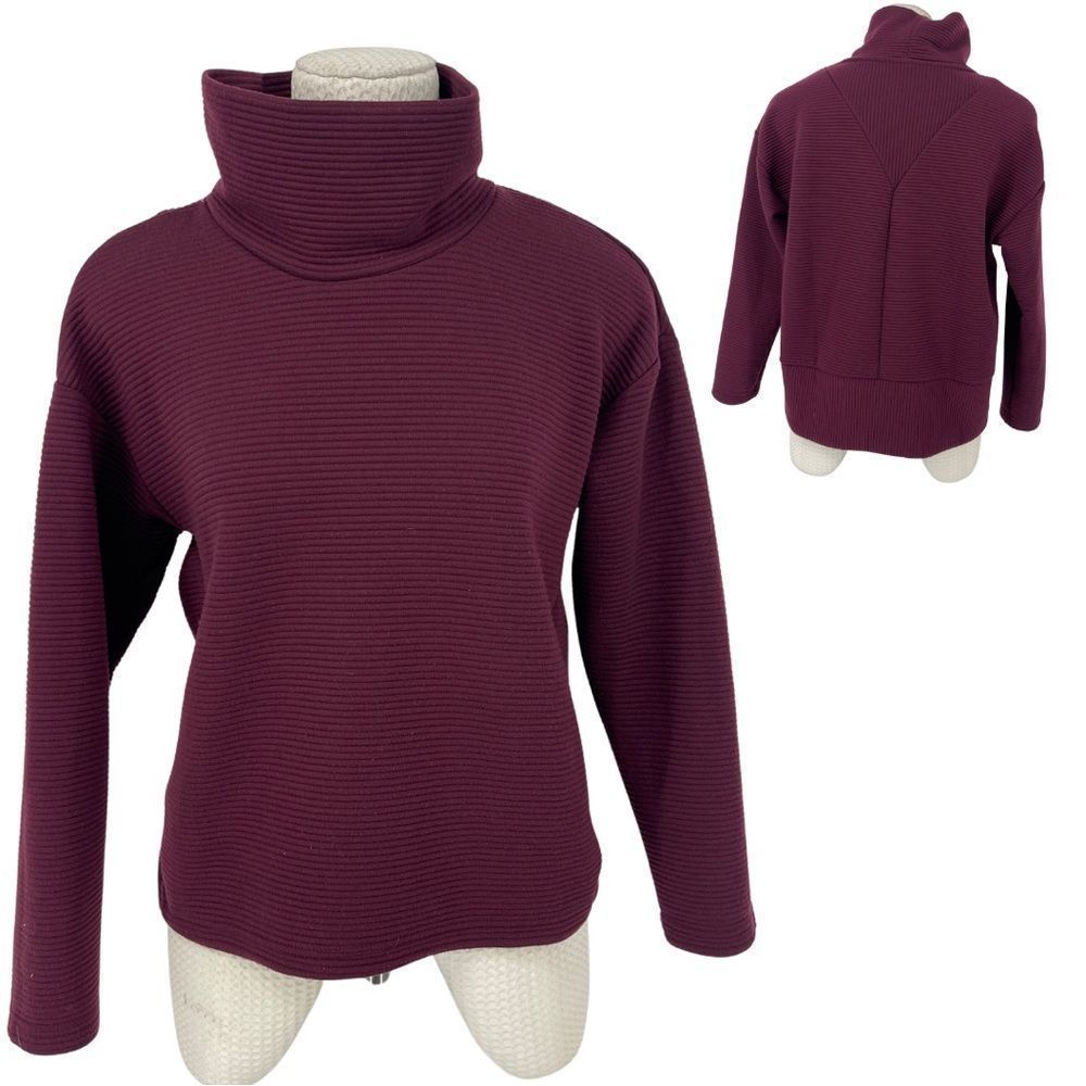 RBX Burgundy Ribbed Turtleneck Sweatshirt